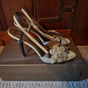 Linea Paolo Alessia Green Patent Leather Sling Pump Heels